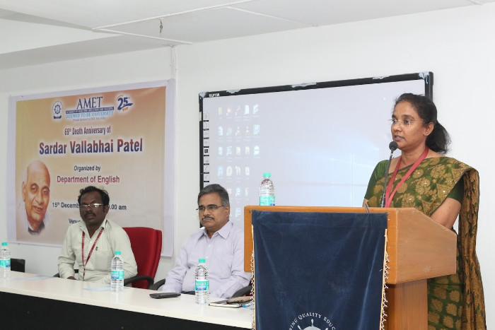 Dept. of English organized 69th Death Anniversary of Sardar Vallabhai Patel held on 15 Dec 2018 at DNV Hall II