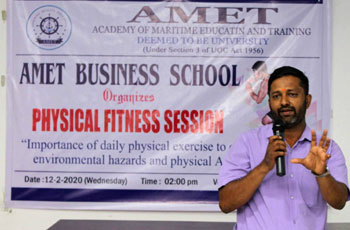Physical Fitness Session, organized by AMET Business School, on 12 Feb 2020