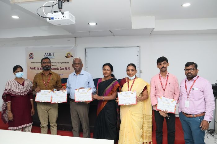 Interaction Meet with Patent Publishing Faculty Members in commemoration of World Intellectual Property Day 2022, organized by AMET Intellectual Property Rights Cell, on 02 May 2022