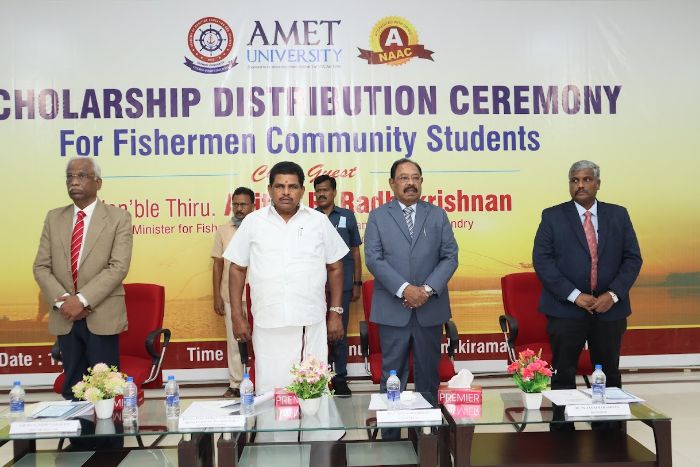 Scholarship Distribution Ceremony for Fishermen Community Students, Chief Guest: Hon`ble Anita R.Radhakrishnan, Minister for Fisheries - Fishermen Welfare and Animal Husbandry, Govt. of Tamil nadu, on 12 May 2022