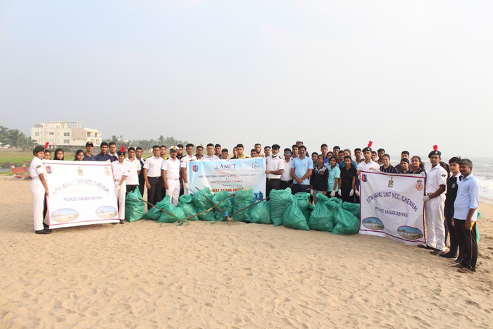 NCC and Student Council organized Puneet Sagar Abhiyan Beach Clean Activity, at Uthandi Beach, on 16 Dec 2021