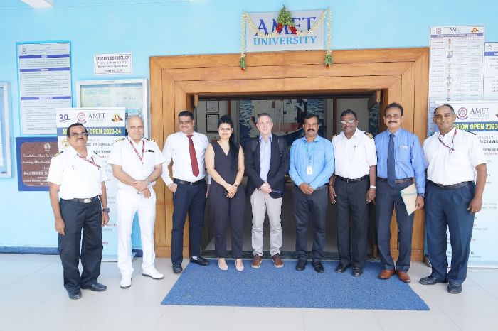 Capt. Pavlos Bikouvaris, Crew Manager, Mrs. Xanthoula Tsampalati, LNG Safety dept. and Mr. Sathyanarayanan, Manager, M/s.Dynacom Tankers Management Ltd.,  Greece visited to recruit our cadets from DGS programmes, on 17 Jul 2023