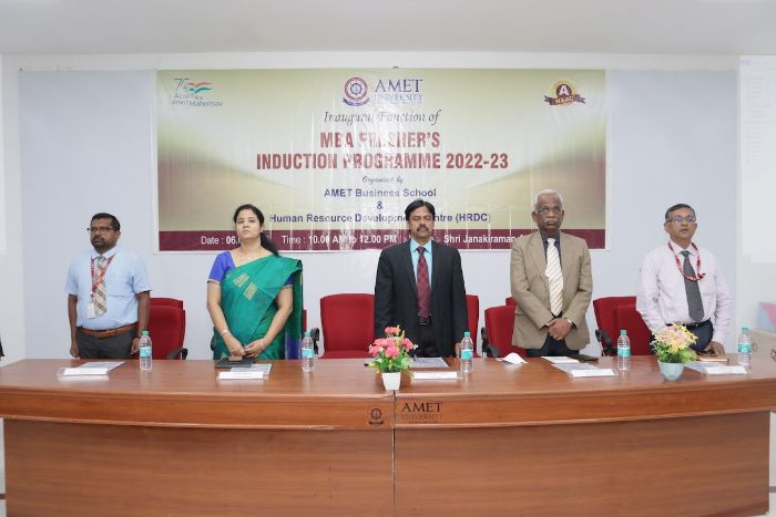 Inaugural Function of MBA Fresher`s Induction Programme 2022-23, organized by AMET Business School and HRDC of AMET, on 06 Sep 2022