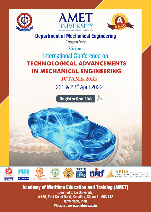 INTERNATIONAL CONFERENCE ON TECHNOLOGICAL ADVANCEMENTS IN MECHANICAL